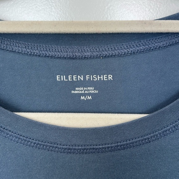 EILEEN FISHER Medium Pima Cotton Stretch Jersey Crew Neck T-Shirt Dress in Dusk - Picture 3 of 4